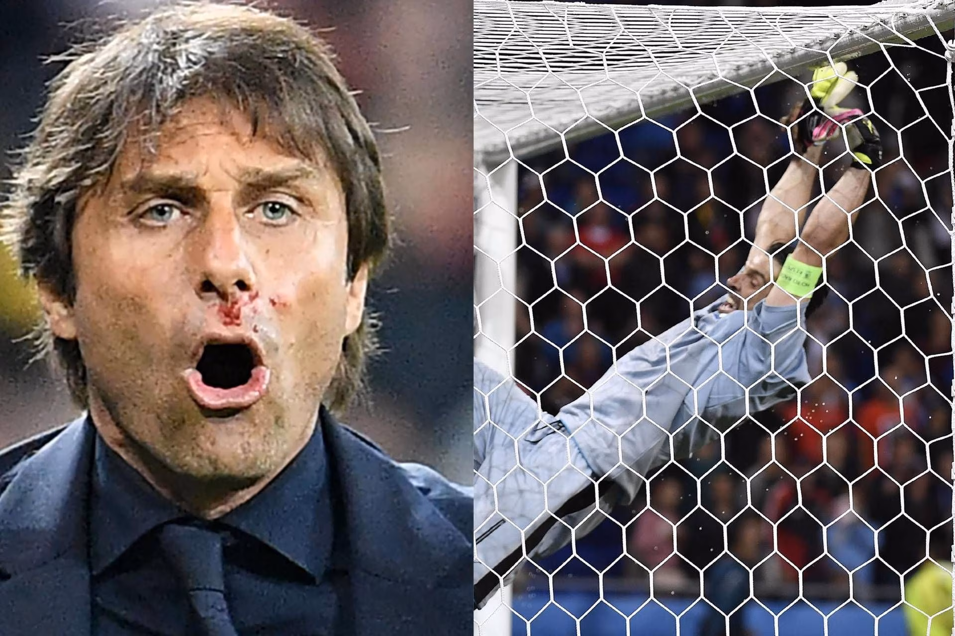 Risultati immagini per conte esulta e si fa male belgio italia