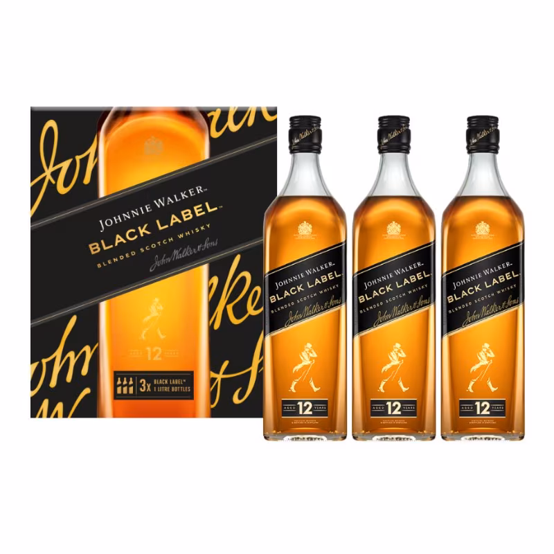 Johnnie Walker Black Label Whisky 12YO 40% 3×1 l