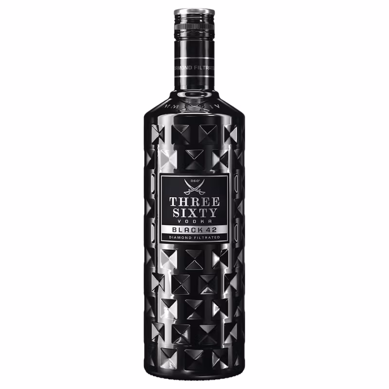 Three Sixty Black 42 Diamond Filtrated Vodka 42% 1 l