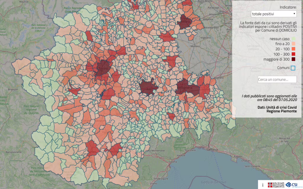 Cartografia satellitare contro gli assembramenti in Piemonte
