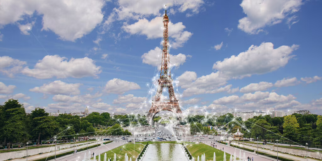 Nuvole di dati per la Torre Eiffel e Champ de Mars