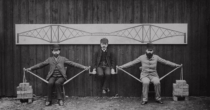 Rappresentazione del funzionamento strutturale del Forth Bridge