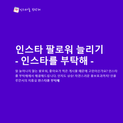 [인스타를부탁해] 인스타 팔로워,좋아요 서비스 5만원권