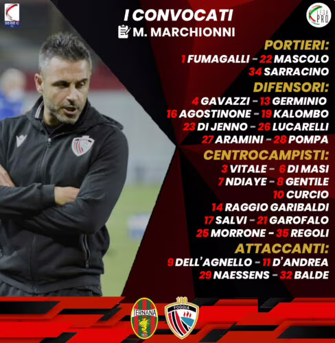 Ternana-Foggia convocati