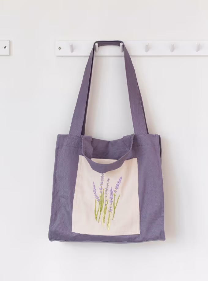 Nakışlı Alışveriş Çantaları- LAVANTA