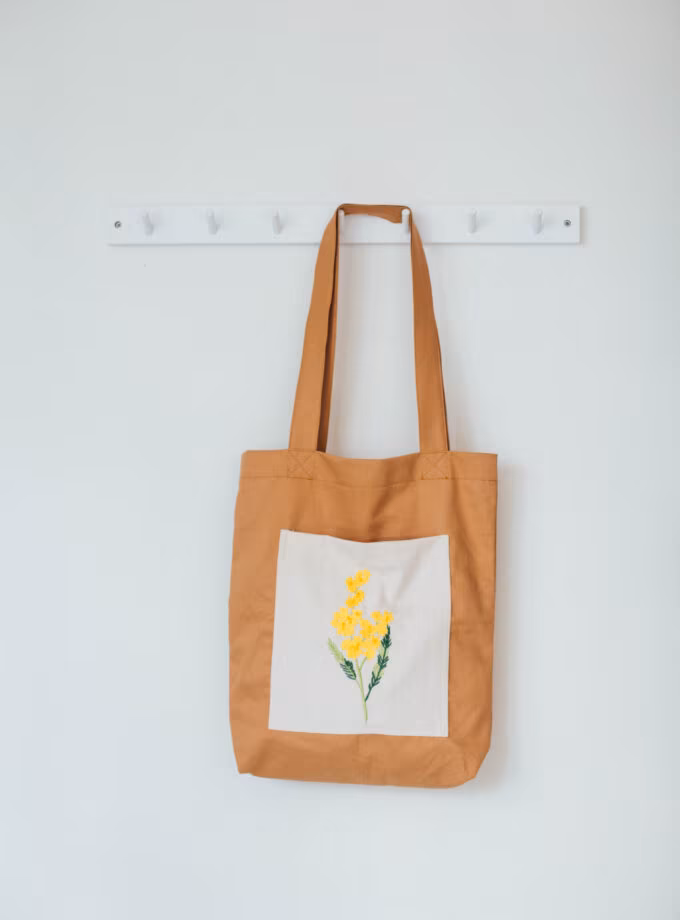 Nakışlı Tek Kollu Alışveriş Çantaları- Mimoza