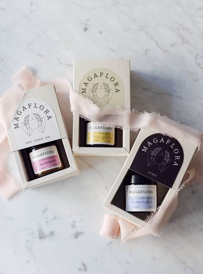 Çiçek KokuluÜçlü Mum Seti