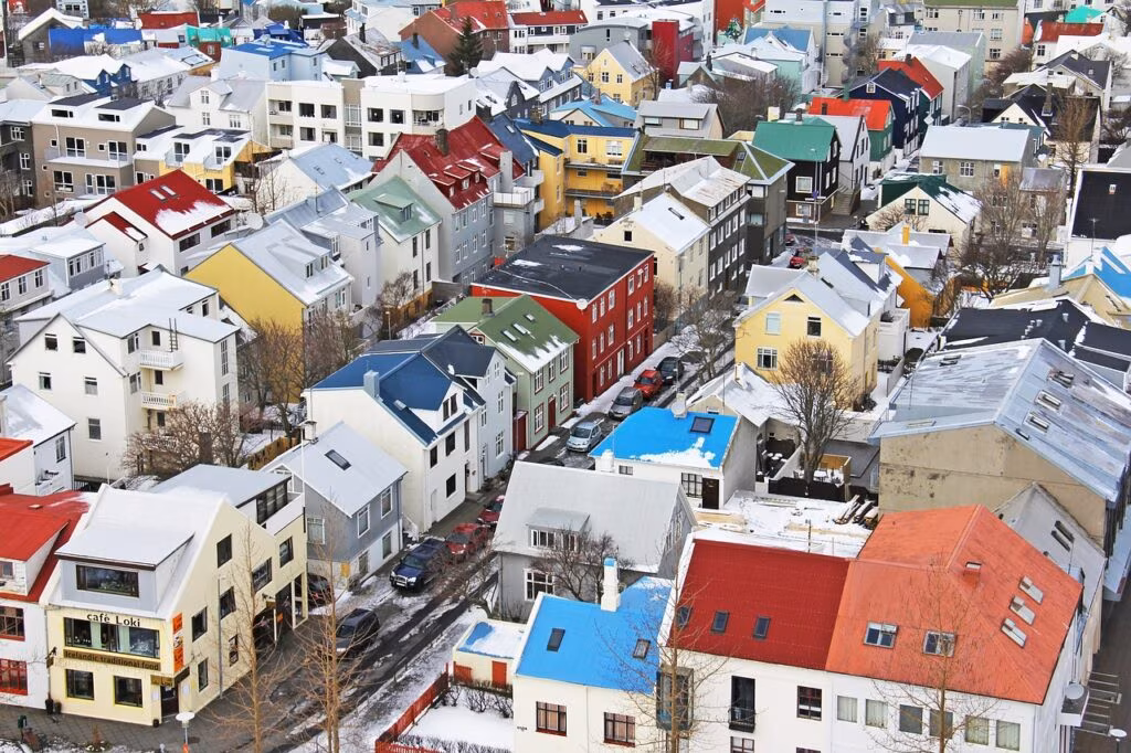 top view, icelandic houses, from the top