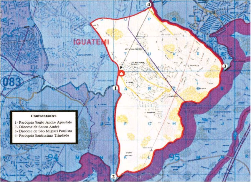 Mapa detalha limites territoriais da Paróquia Santa Teresa de Calcutá - Jornal O São Paulo