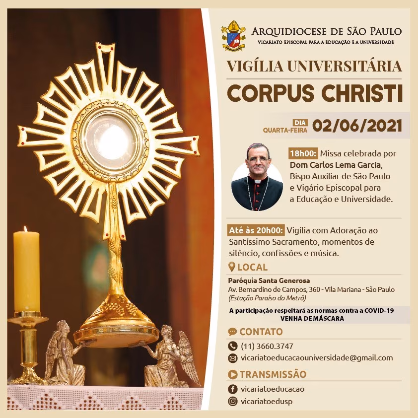 Vicariato para a Educação promove Vigília Universitária de Corpus Christi - Jornal O São Paulo