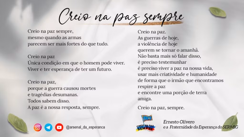 Arsenal da Esperança realiza momento de oração pela paz - Jornal O São Paulo