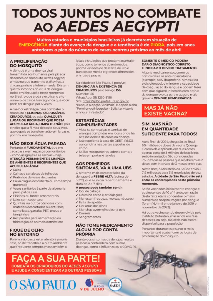 Vacina contra a dengue será distribuída a mais 625 municípios - Jornal O São Paulo