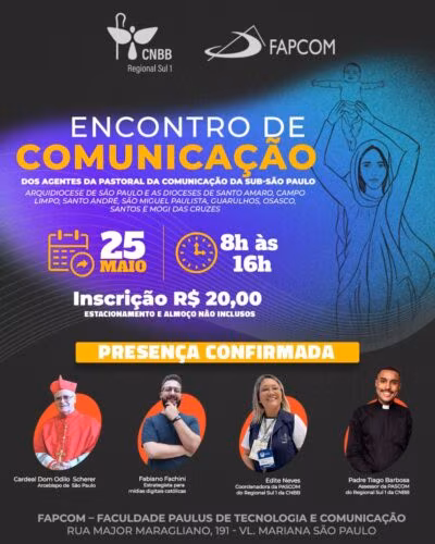 Pascom do Sub-Regional São Paulo realizará encontro de comunicação no dia 25