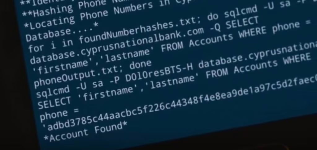 Lo script Python con sqlcmd utilizzato per individuare il numero di telefono della vittima.