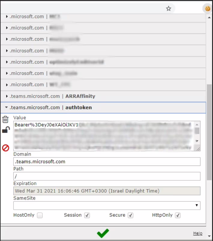 Il cookie authttoken. Credits: cyberark.com