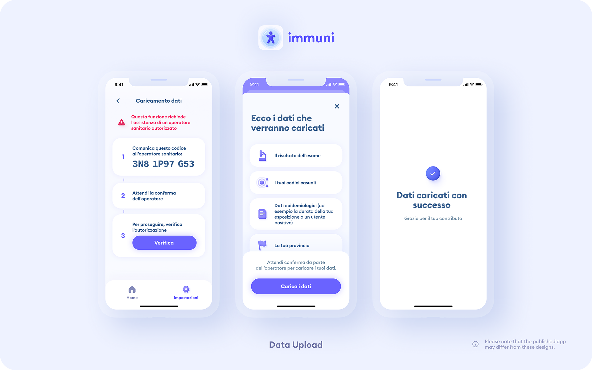 Immuni - DataUpload
