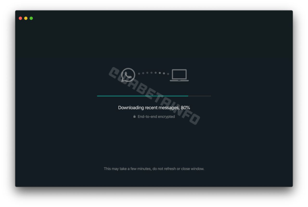 La nuova funzionalità WhatsApp multidispositivo richiederà una sincronizzazione iniziale della history delle chat. Credits: wabetainfo.com