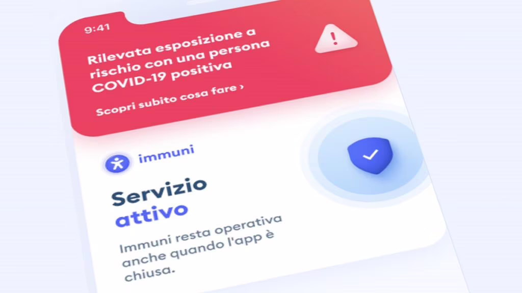 La notifica di Immuni nel caso di esposizione a rischio con un positivo al coronavirus. Credits: Money.it