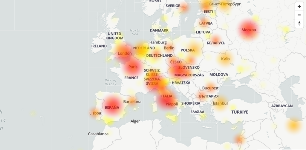 Telegram down in Italia e nel mondo. Credits: downdetector