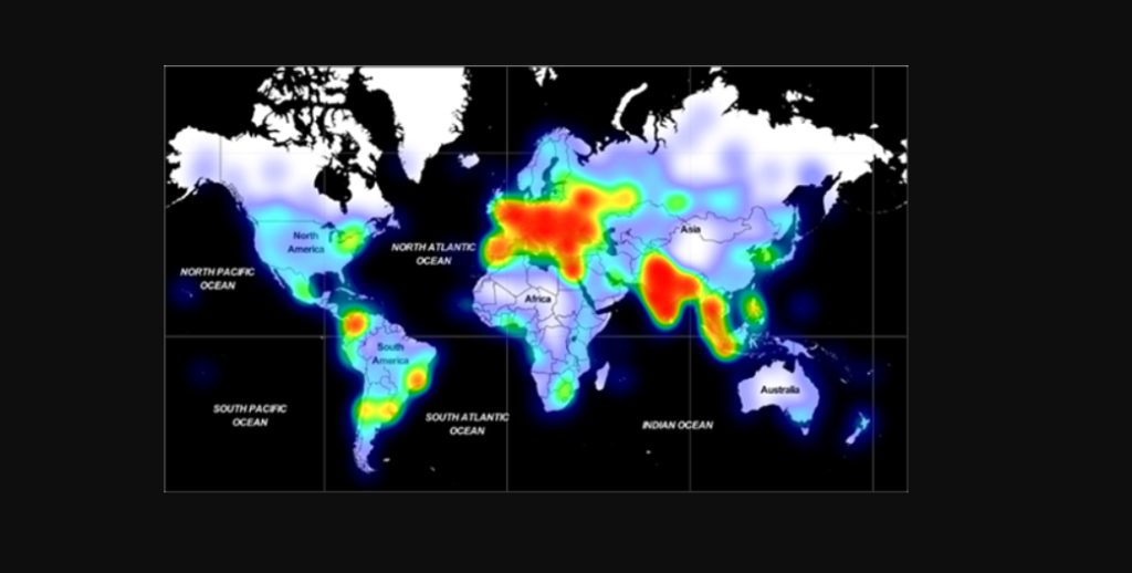 La mappa di diffusione di Adrozek. Credits: Microsoft