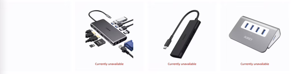 I prodotti di Aukey risultano non disponibili. Fonte: The Verge