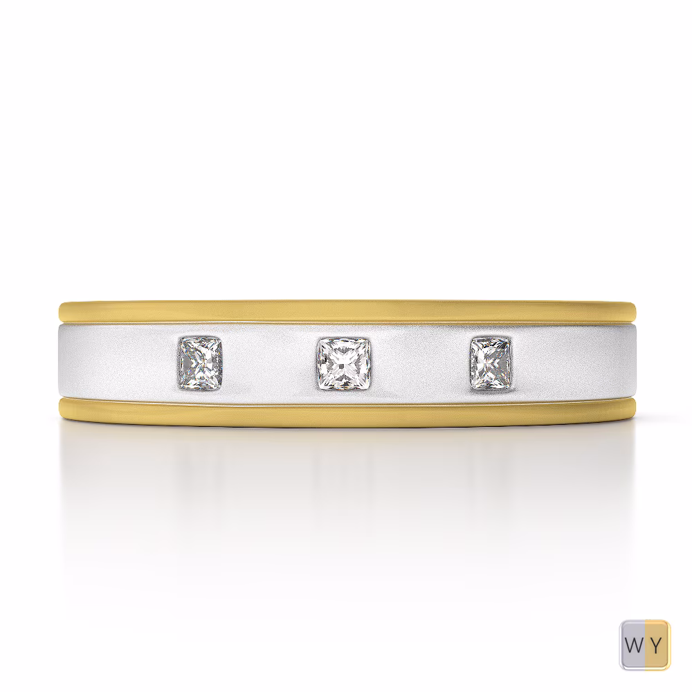 White & Yellow Gold Mens Fusion Diamond Wedding Ring AGDR-1338