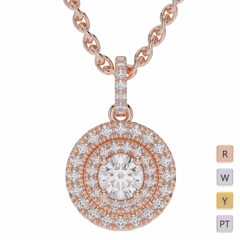 Gold / Platinum Diamond Halo Necklace AGDNC-1013