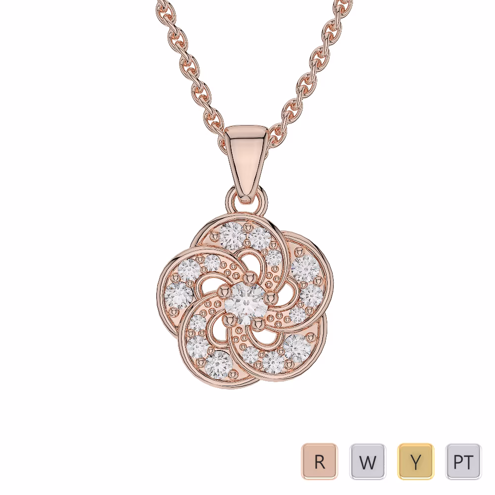 Gold / Platinum Diamond Cluster Necklace AGDNC-1021