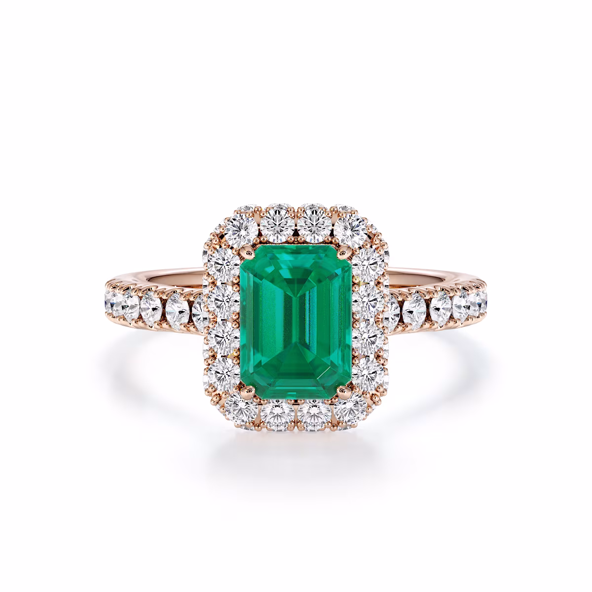 Gold / Platinum Emerald and Diamond Engagement Ring RZ3410