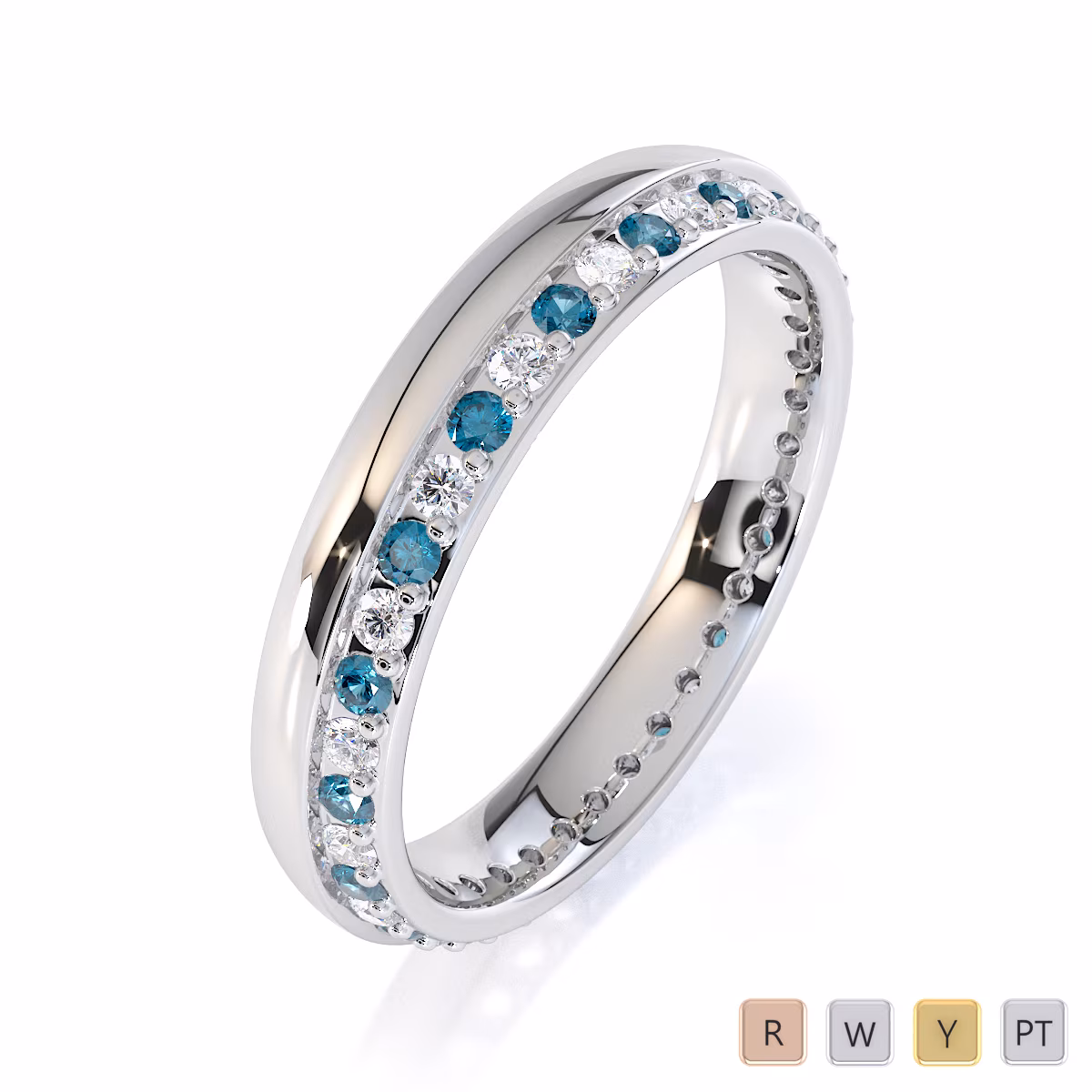 Gold / Platinum Aquamarine and Diamond Full Eternity Ring RZ1516