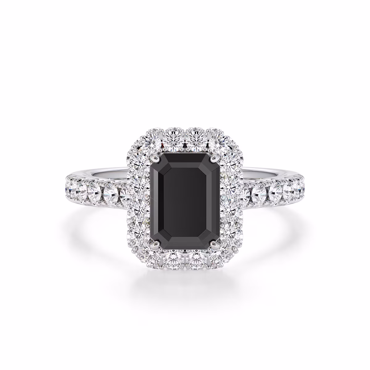 Gold / Platinum Black Diamond and Diamond Engagement Ring RZ3410