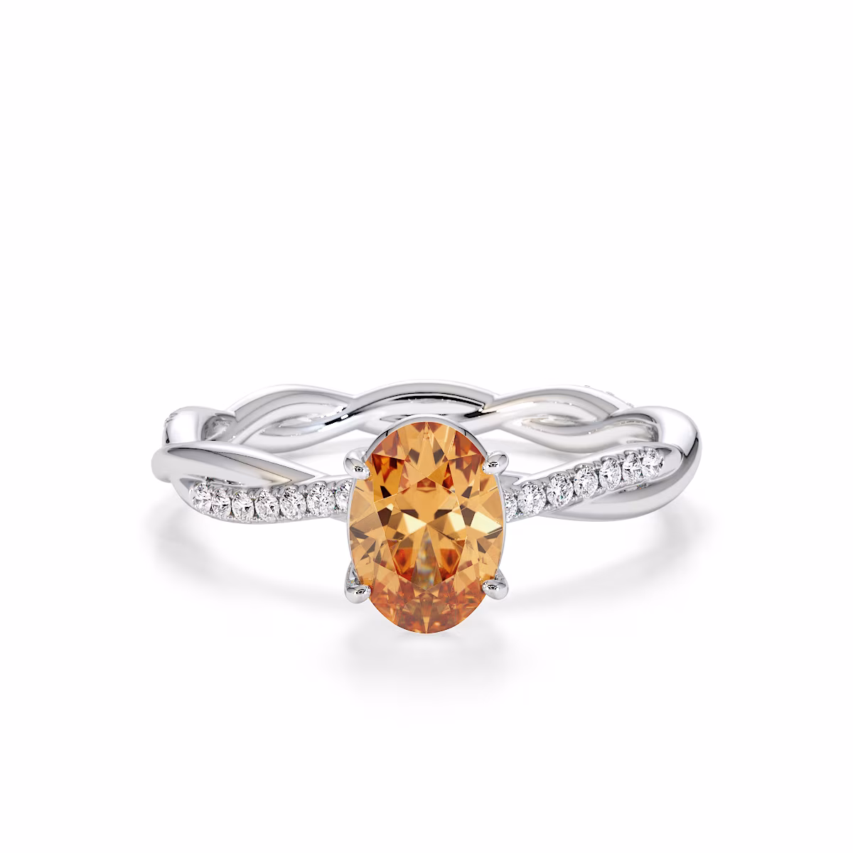 Gold / Platinum Citrine and Diamond Engagement Ring RZ3386