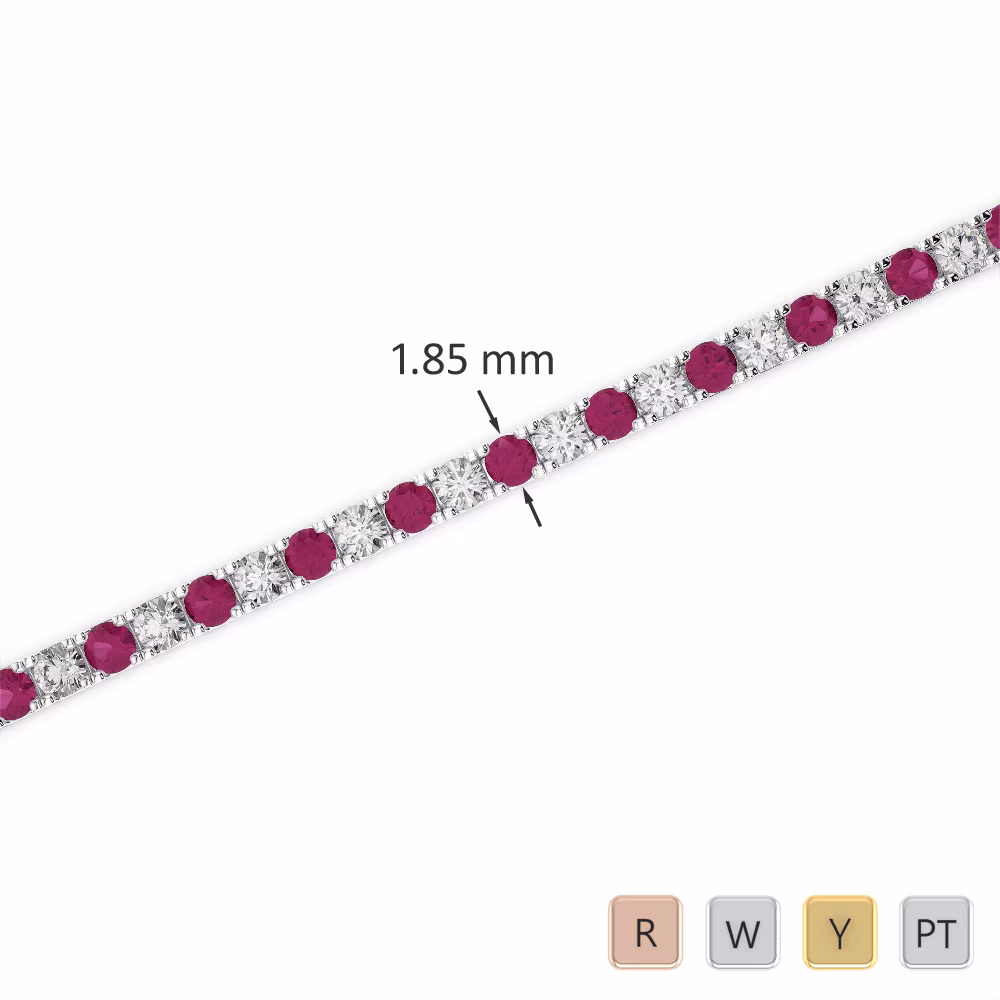Gold / Platinum Round Cut Ruby and Diamond Bracelet AGBRL-1013