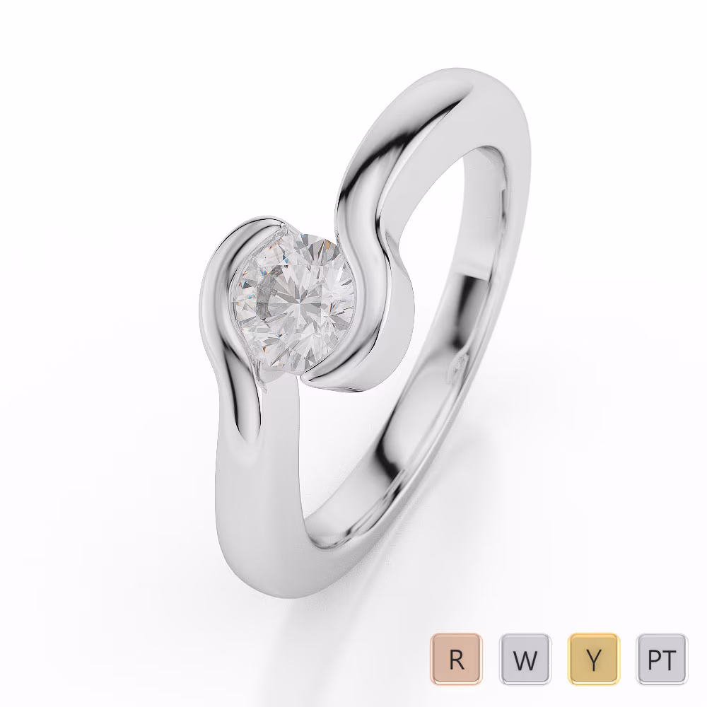 Gold / Platinum Round Shape Diamond Solitaire Ring AGDR-1014