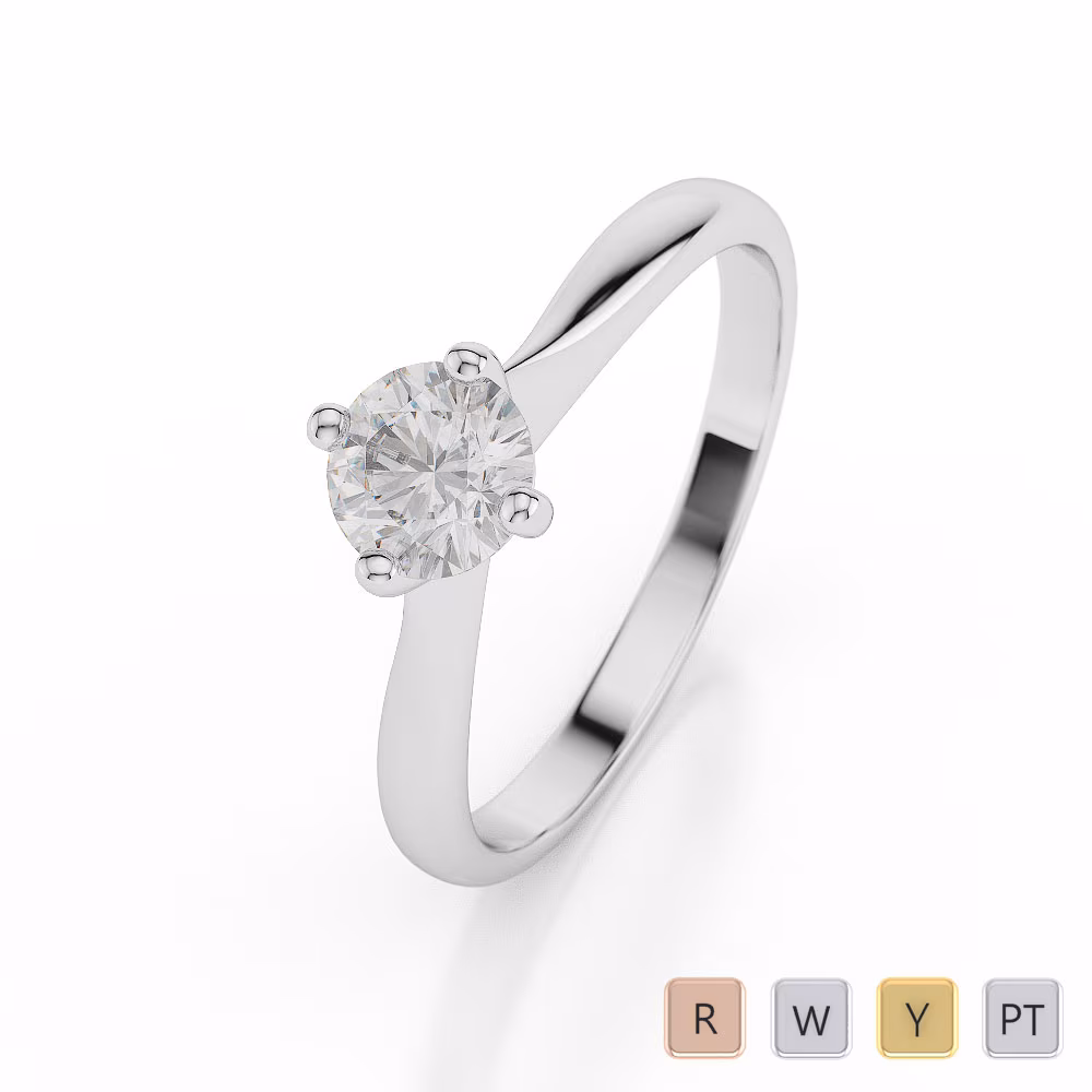 Gold / Platinum Round Shape Diamond Solitaire Ring AGDR-1024