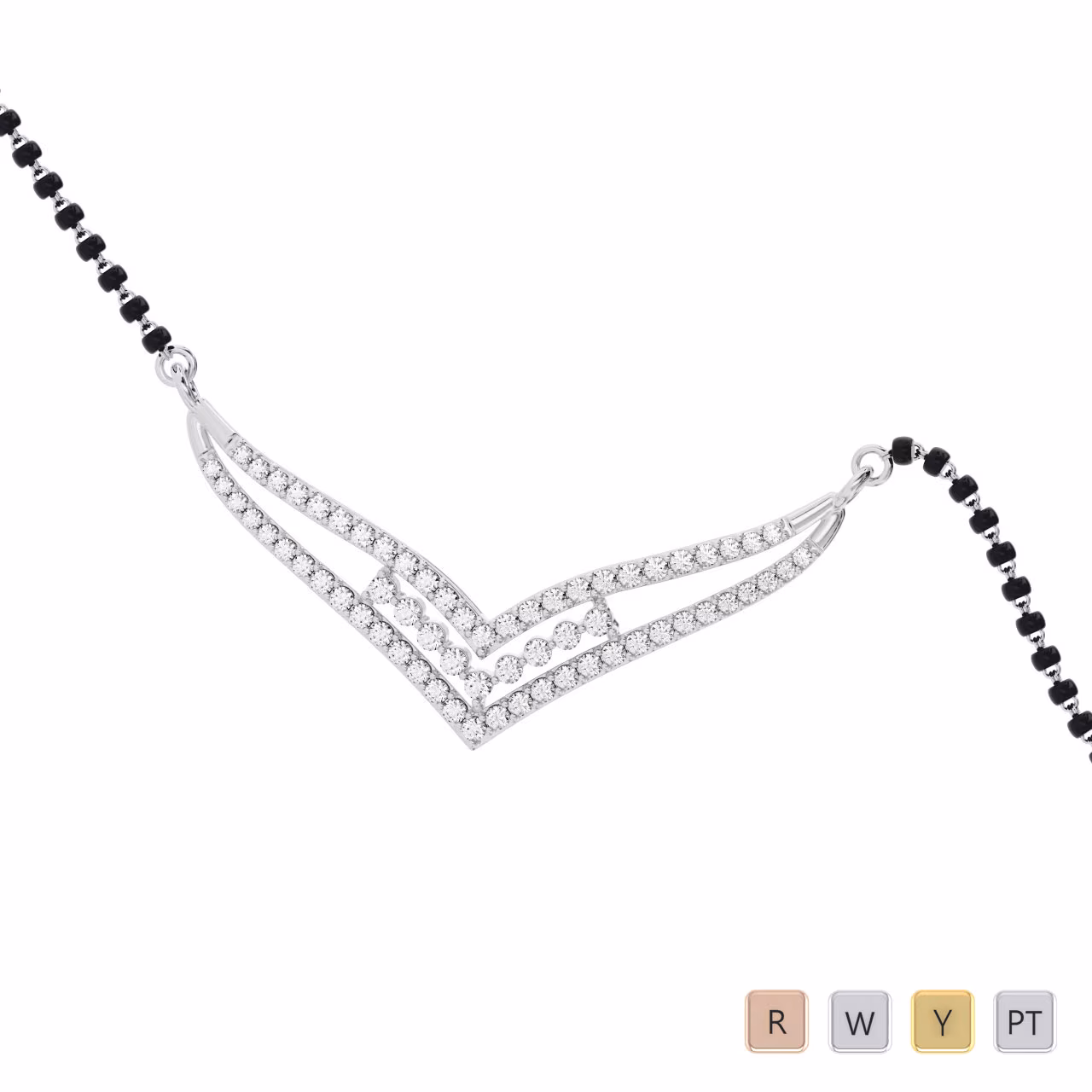 Gold / Platinum Round Cut Diamond Mangalsutra TZ0019