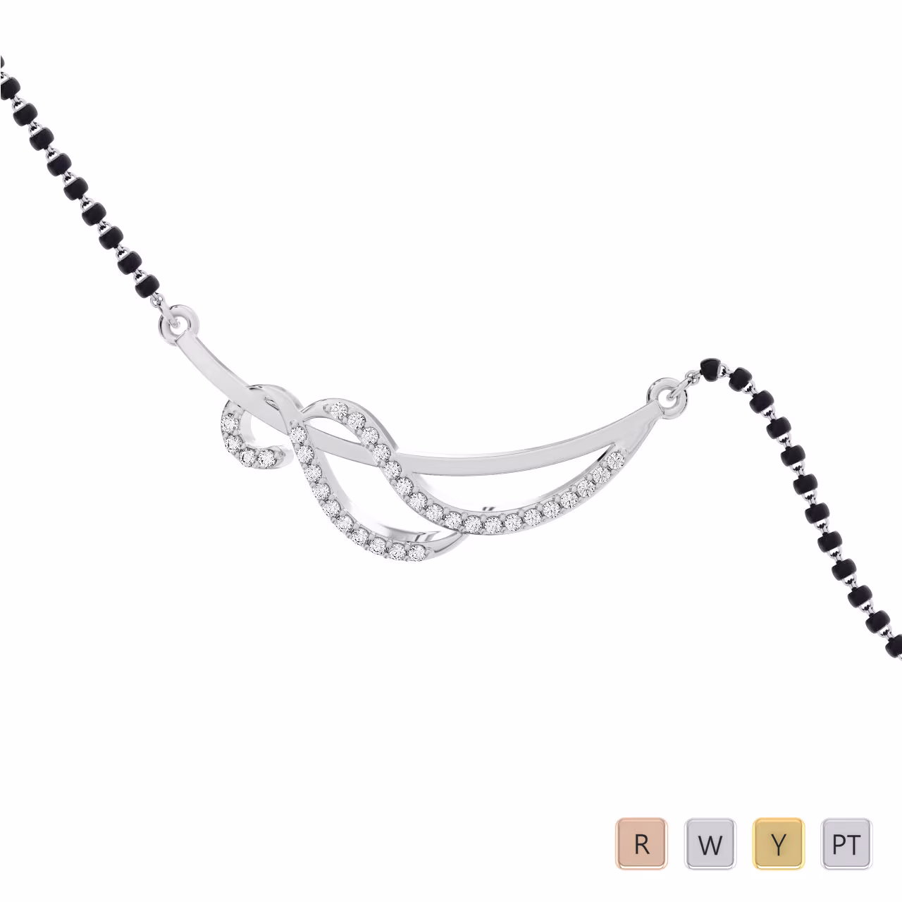 Gold / Platinum Round Cut Diamond Mangalsutra TZ0347