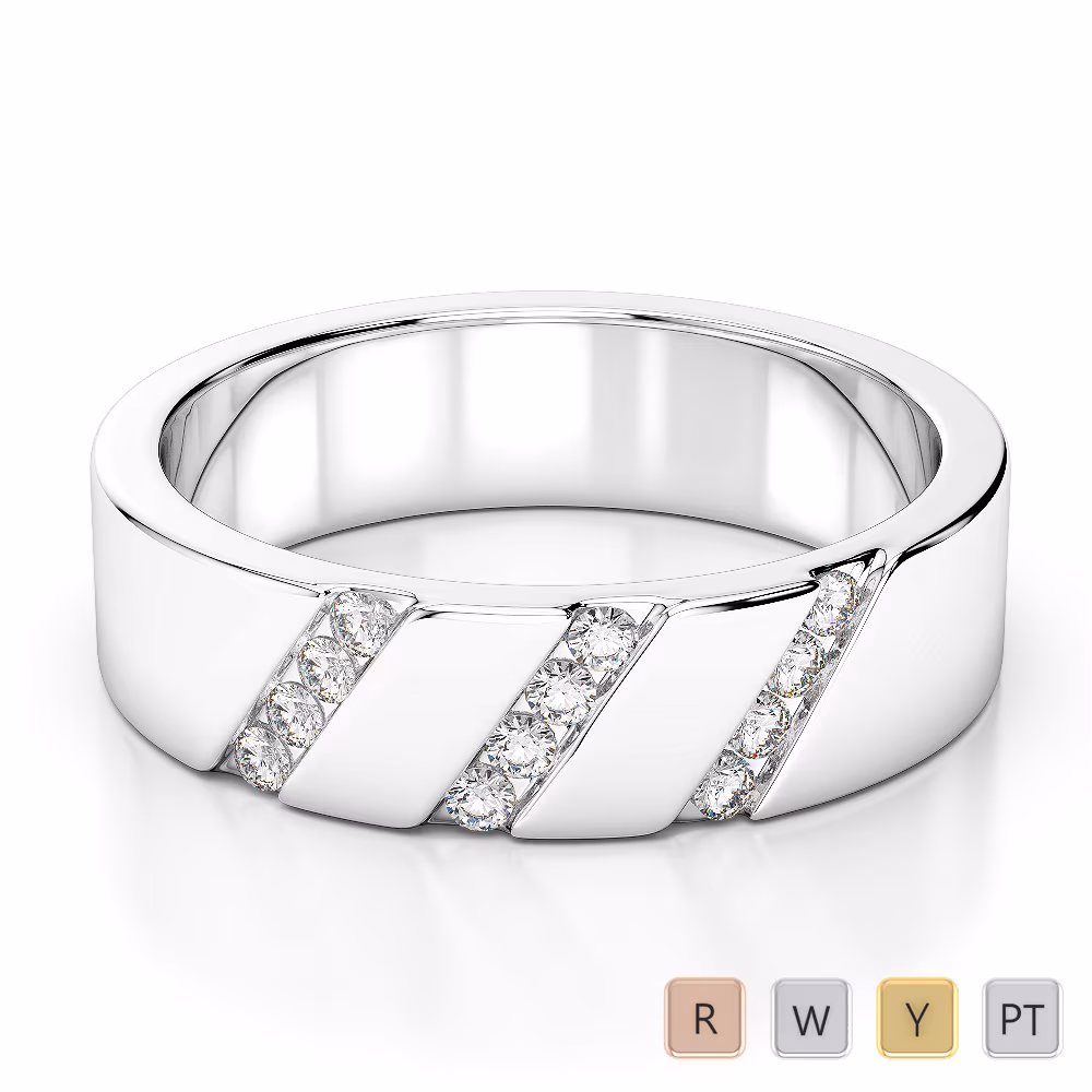 Gold / Platinum Diamond Mens Wedding Ring 5 mm AGDR-1275