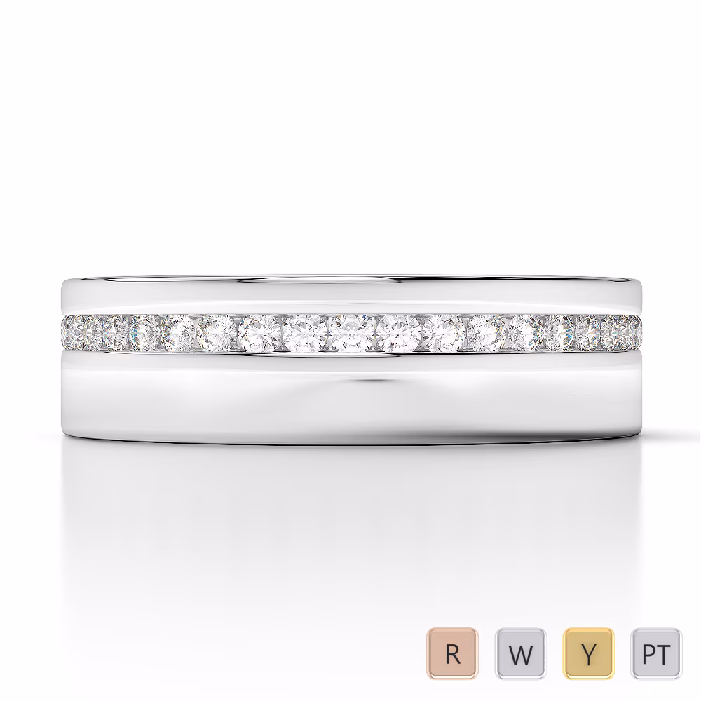 Gold / Platinum Diamond Mens Wedding Ring 5 mm AGDR-1284