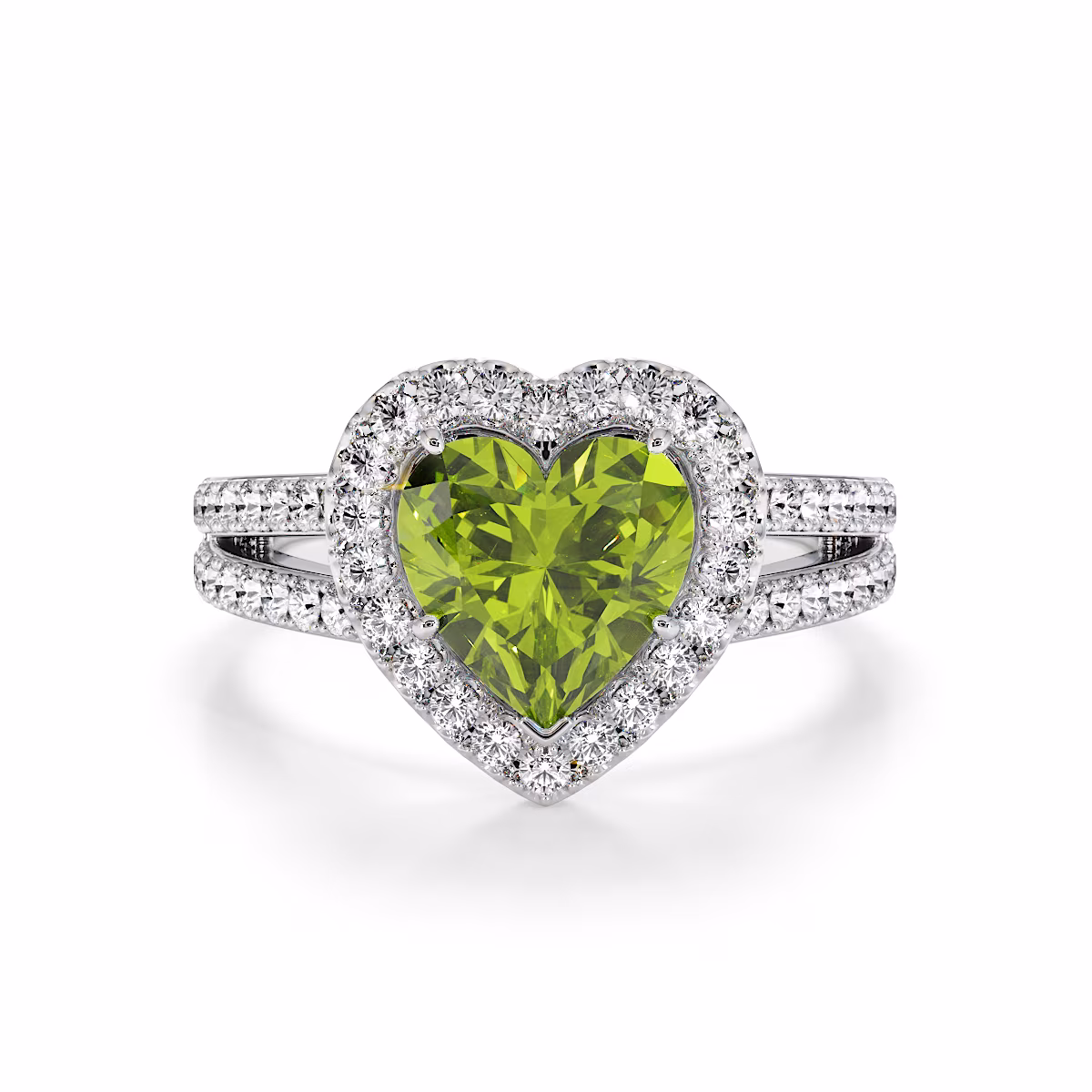 Gold / Platinum Peridot and Diamond Engagement Ring RZ3467