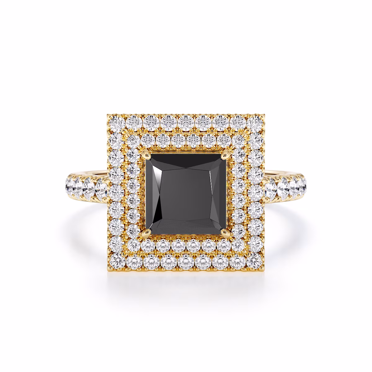 Gold / Platinum Black Diamond and Diamond Engagement Ring RZ3403