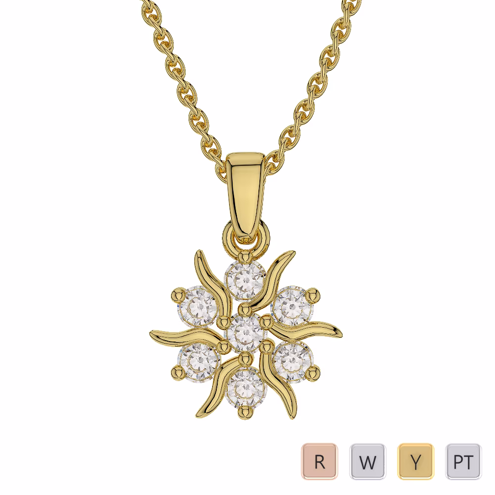 Gold / Platinum Diamond Cluster Necklace AGDNC-1015