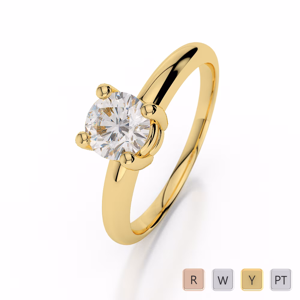 Gold / Platinum Round Shape Diamond Solitaire Ring AGDR-1009