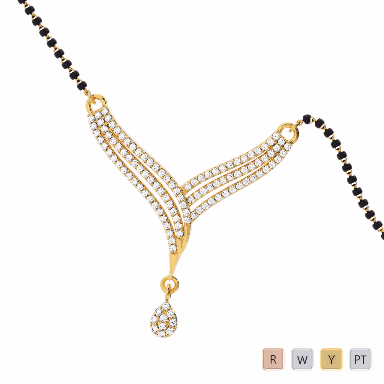 Gold / Platinum Round Cut Diamond Mangalsutra TZ0334