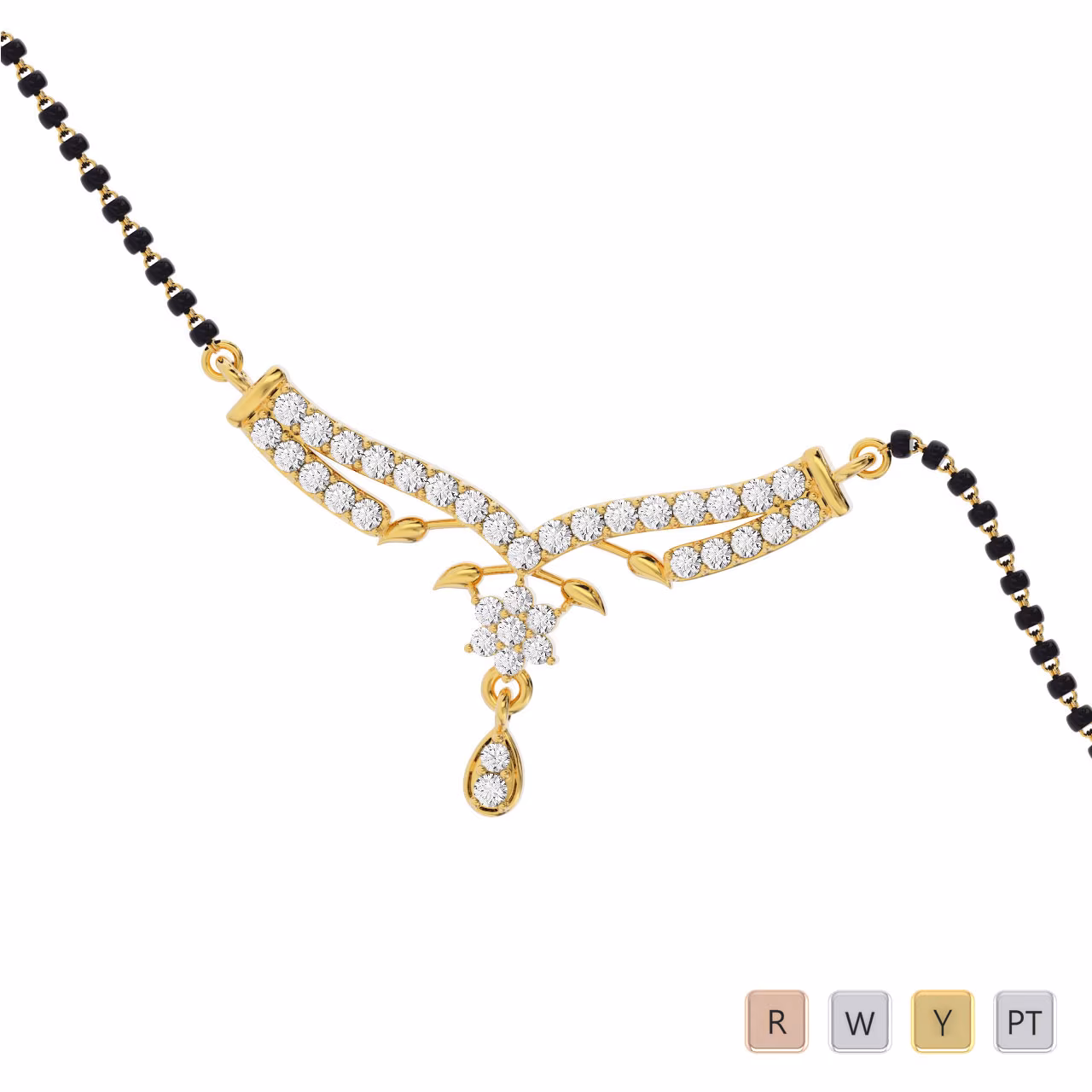 Gold / Platinum Round Cut Diamond Mangalsutra TZ0433