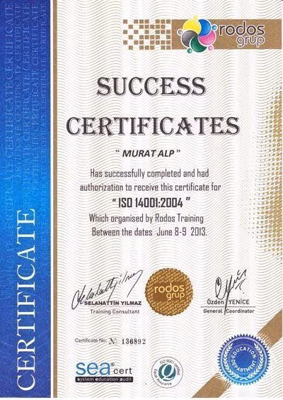 ALP ilaçlama dezenfekte gorseli ISO 14000 2004