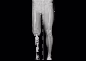 Protesi osteointegrate: quando l'arto artificiale è impiantato nell'osso. Credits: Case courtesy of Assoc Prof Frank Gaillard, Radiopaedia.org, rID: 32534