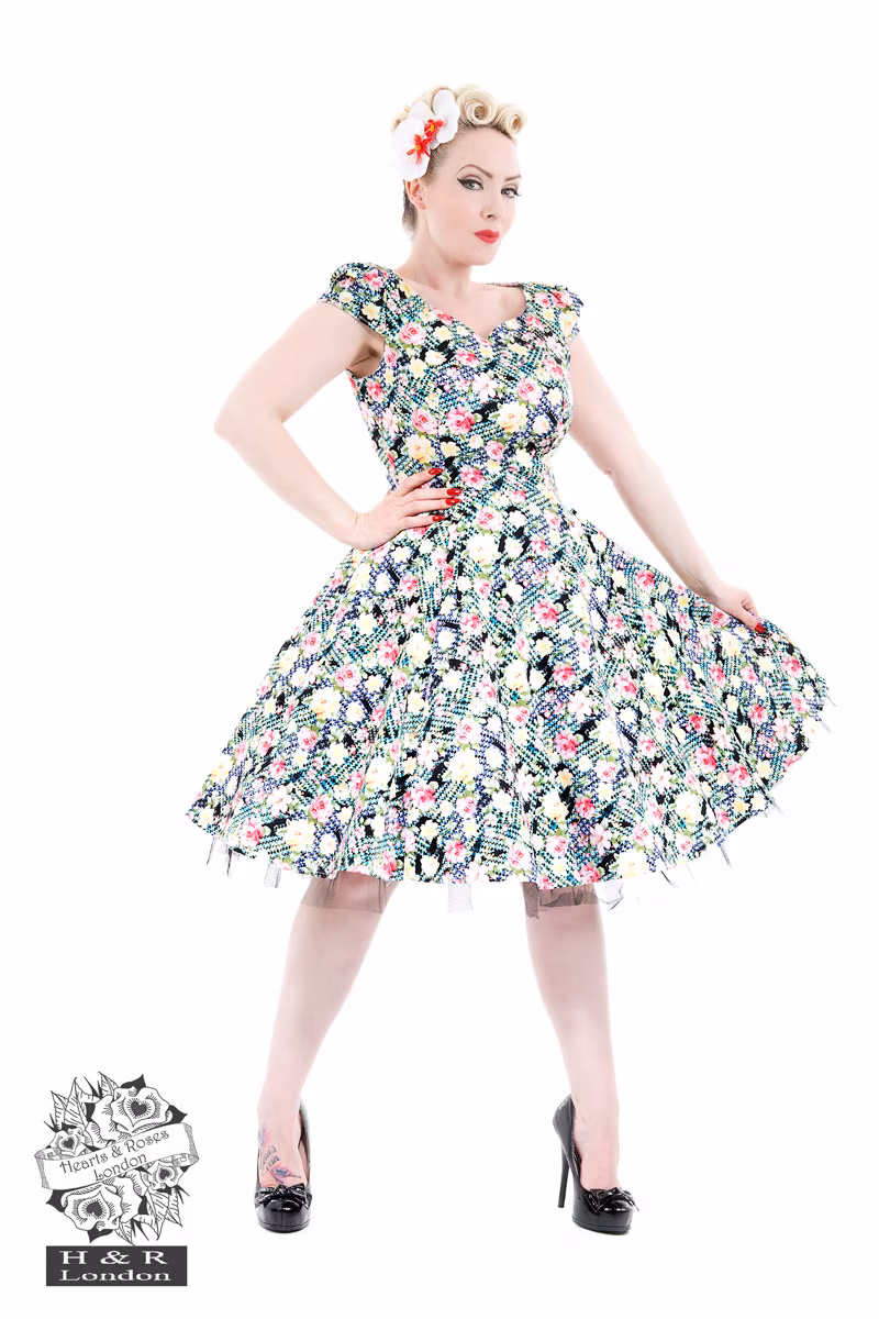 50s Wild Rose Kitsch Floral Dress