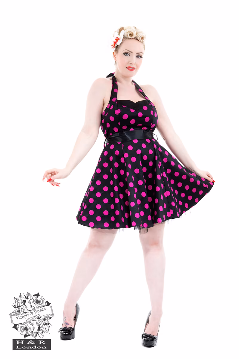 Black Purple Polka Dot Dress