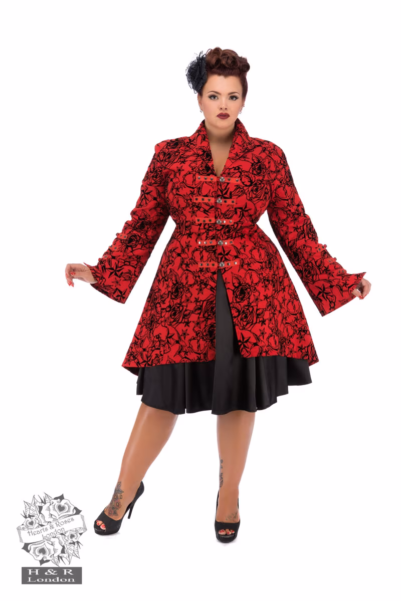 Red Flocked Tattoo Coat